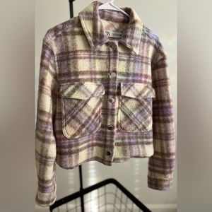 Zara Plaid Wool unlined shirt jacket. Barely worn. Soft! Lavender, Cream, Cocoa.